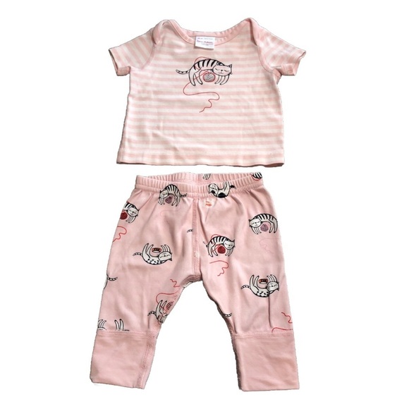 Hanna Andersson Other - Hanna Andersson Baby Girl Kitty Cat Pajama Set Pink Size 0-3 Months